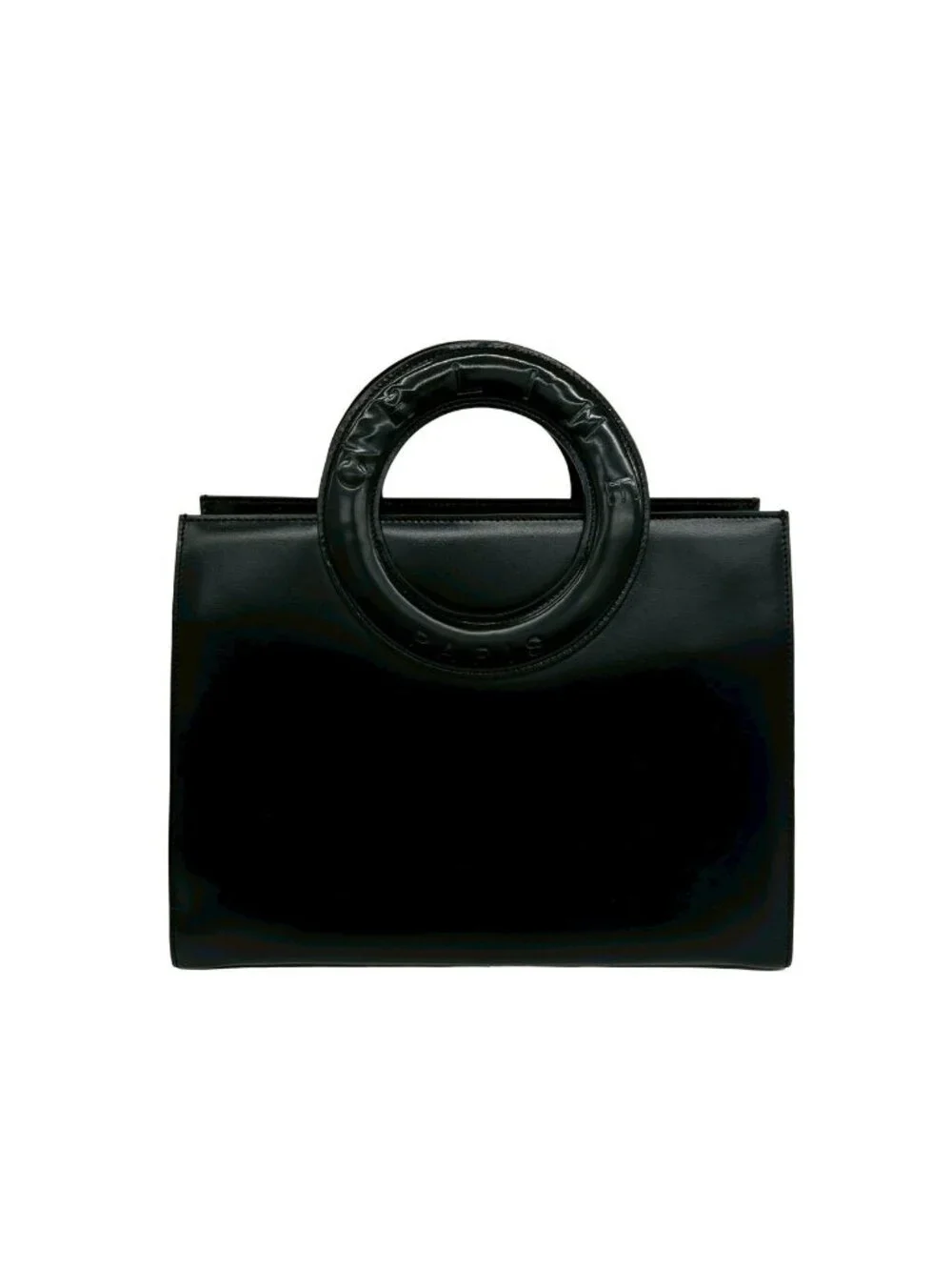 Celine Circle Logo Leather 2-Way Shoulder Bag Mini Tote Black